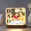 Personalized LED keepsake lamp with dad and son photo and “You're my superhero” quote for Father's Day gift