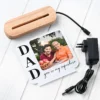 Personalized LED keepsake lamp with dad and son photo and “You're my superhero” quote for Father's Day gift