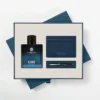 Elegant men’s gift set with Carlton London Azure perfume, blue card holder, and black pen
